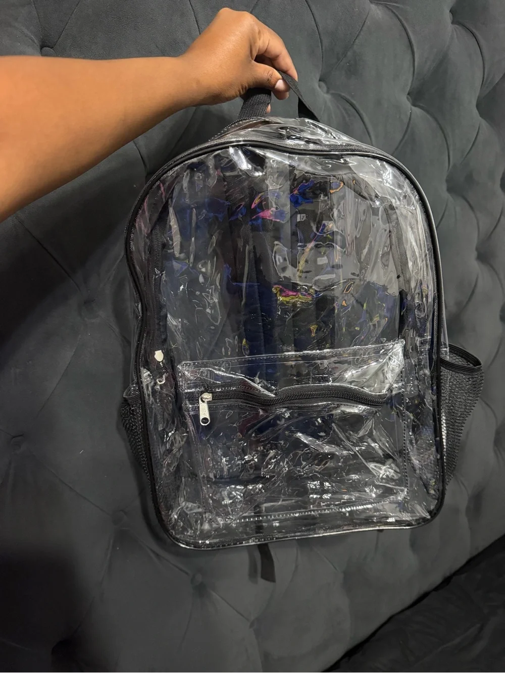 Clear PVC Backpack with Black Trim